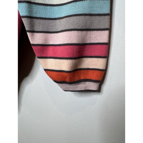 Marc Jacobs Bright Multi Stripe Sweater Boat Neck Cotton Women Medium - Picture 9 of 13